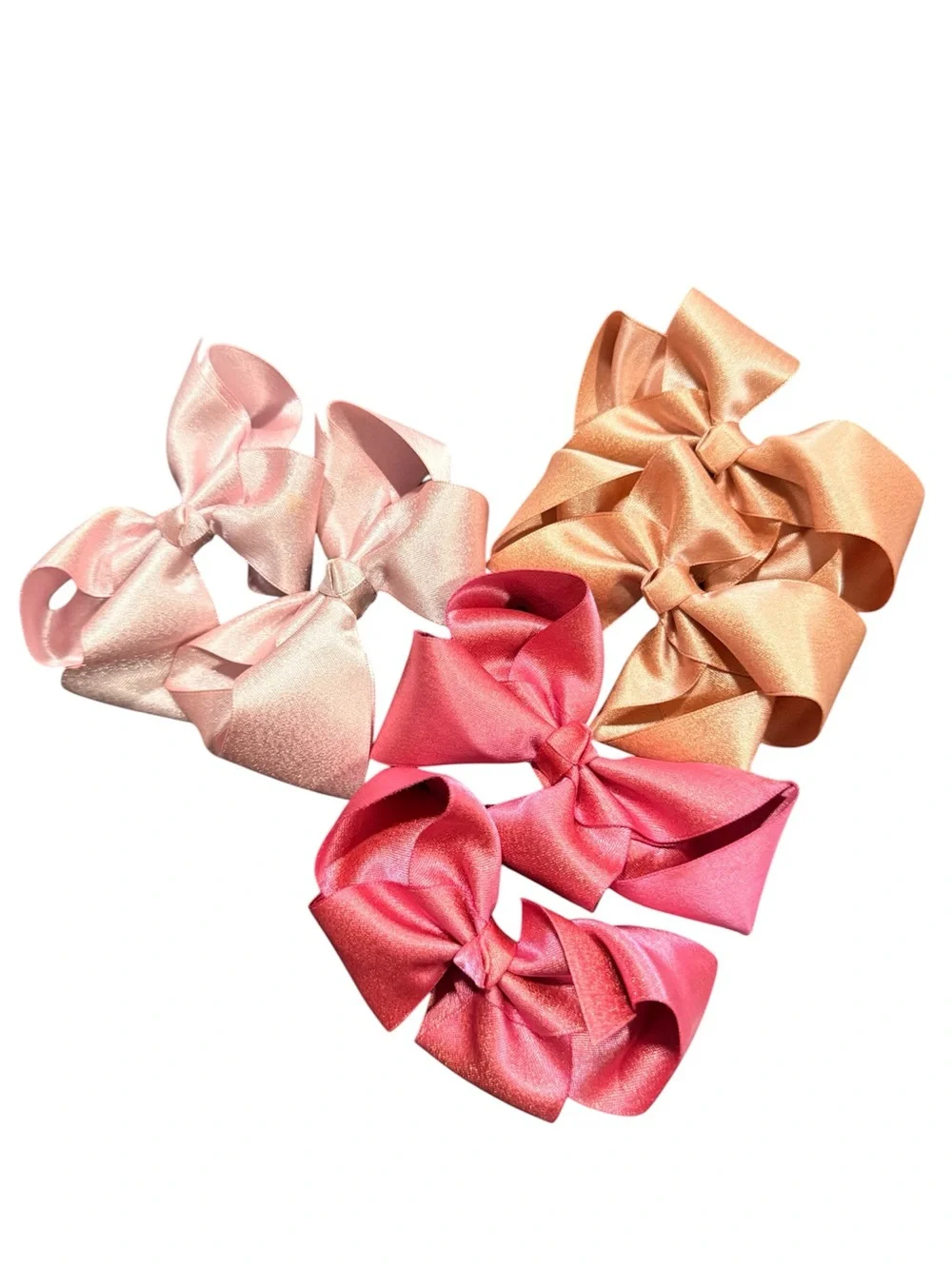 Girls Bow Hair Clips for Kids - Pink, Peach & Hot Pink - Set of 6